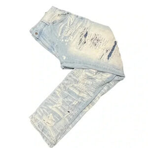SMOKE RISE Mens Denim Jeans RN#82930 40X34 Acid Wash Distressed Big & Tall Retro